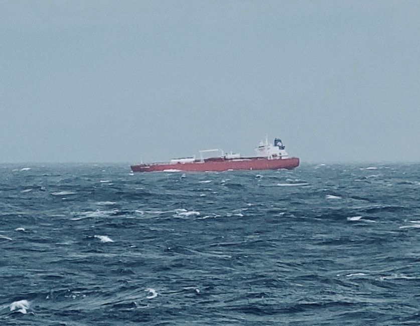 Seltene Begegnung mitten auf dem stürmischen Atlantik...