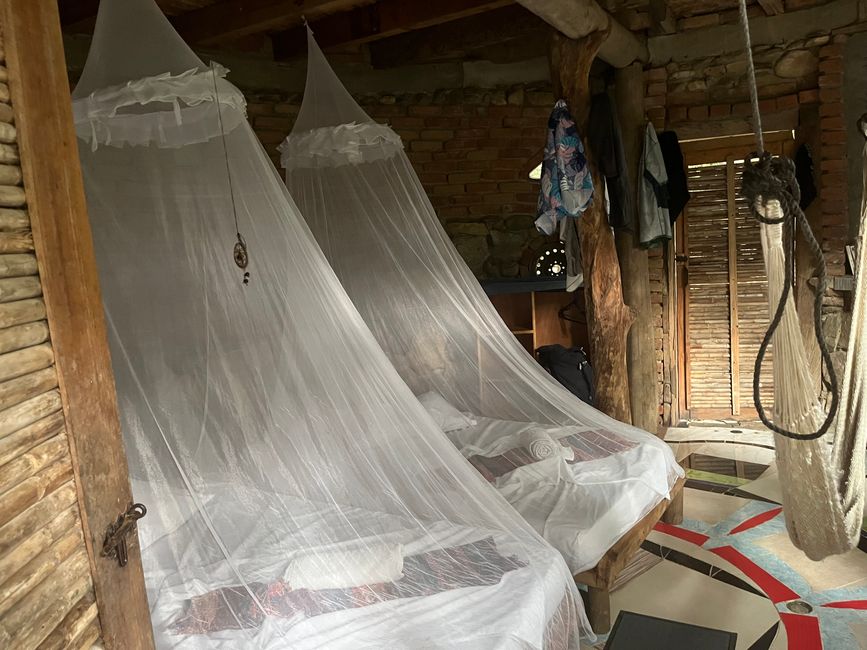 Room with mosquito net