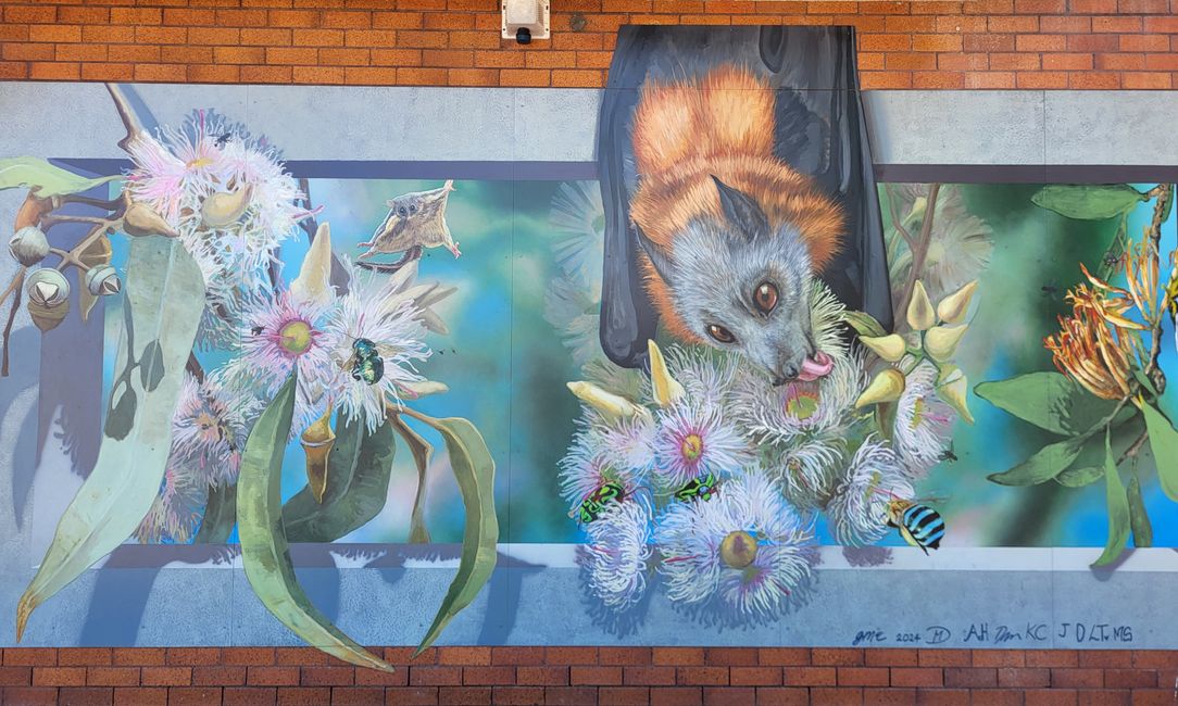 Wandgemälde eines Flughundes