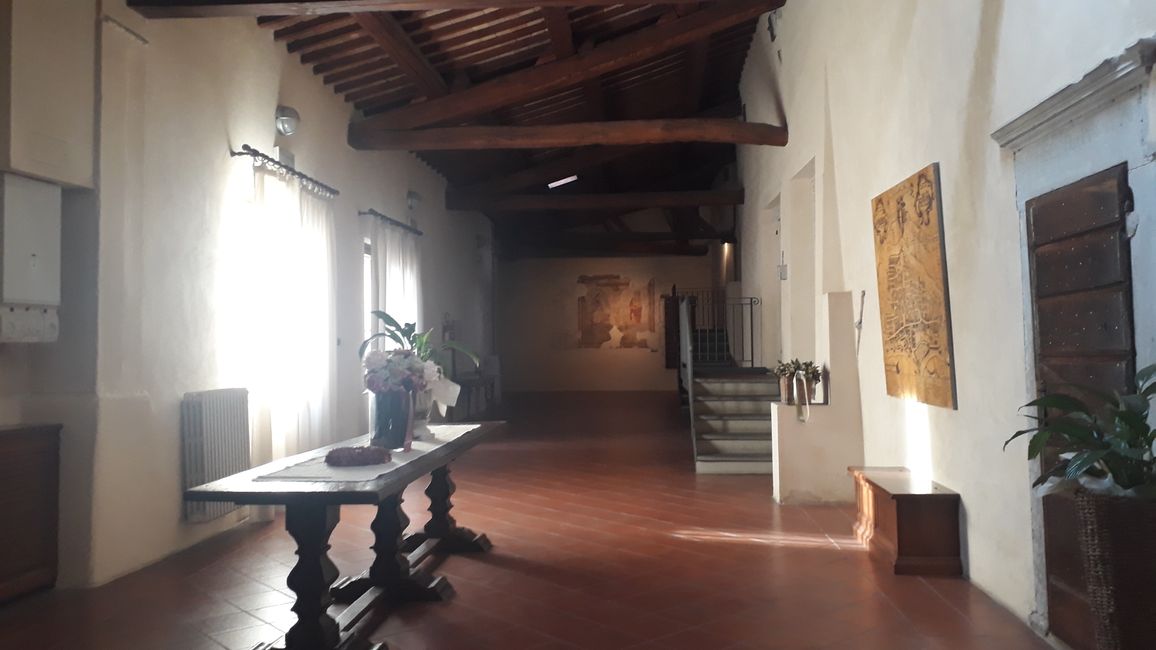 The historic corridor in my accommodation in Città di Castello