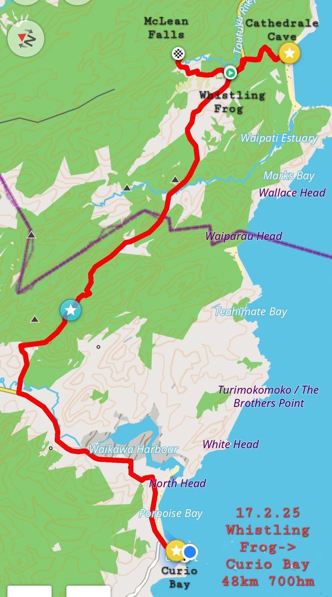 17.2.25 Cathédrale Cave -> Curio Bay