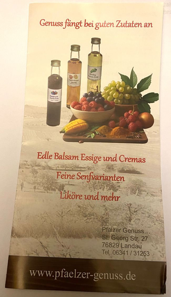 Hier habe ich Essig für die Pralinen gekauft