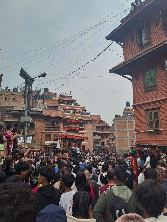 The Bhairab Temple was paraded through the streets on the day before New Year.