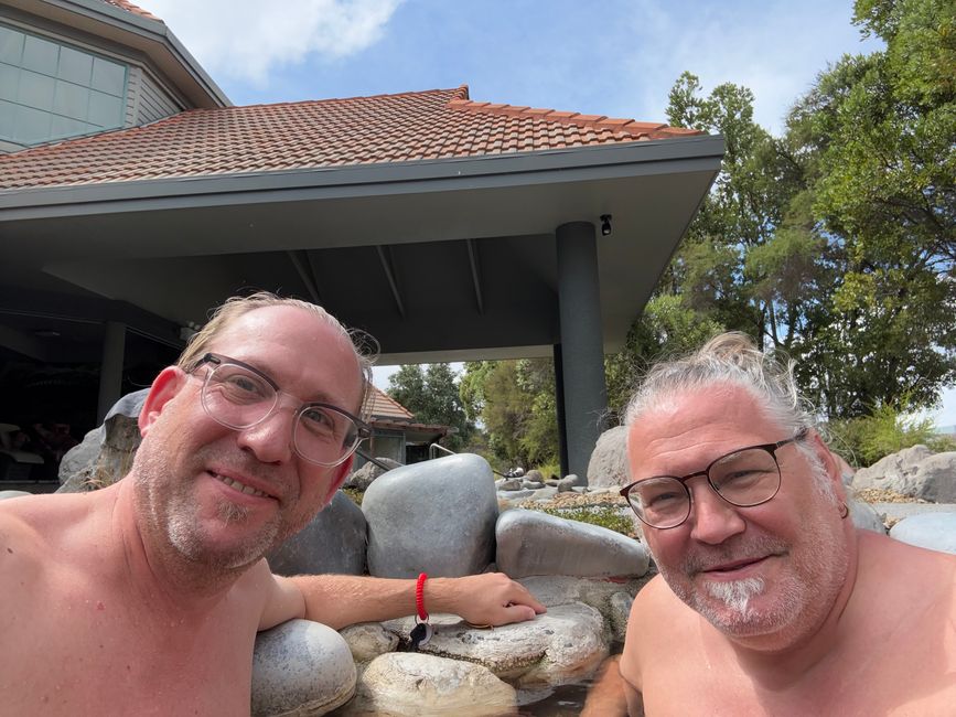 Smell of sulfur, hot springs, and water from above...