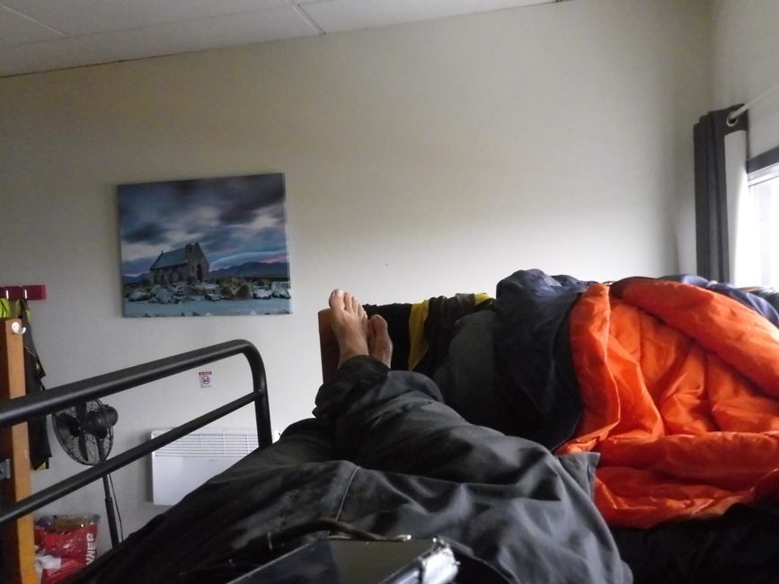 Im Hostel nach der warmen Dusche