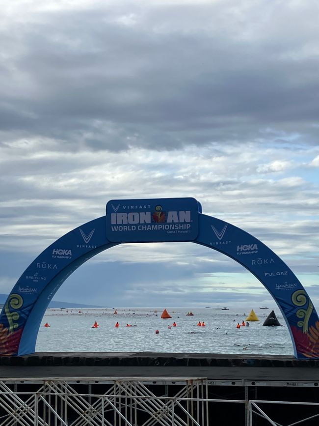 Looking at the bay through the podium arch