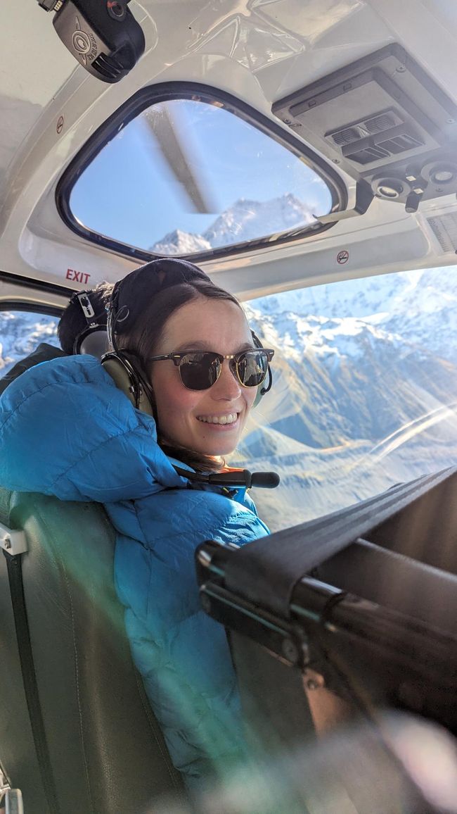 Helicopter view with Mt Cook in the background (highest mountain of NZ)