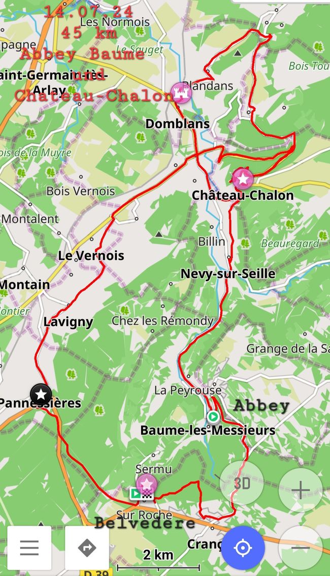 33 Radtour zm Abbey Baume und Chateau-Chalon 