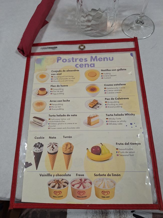 Dessert menu