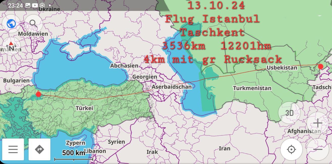 13.10.24 Flug von Istanbul nach Taschkent 