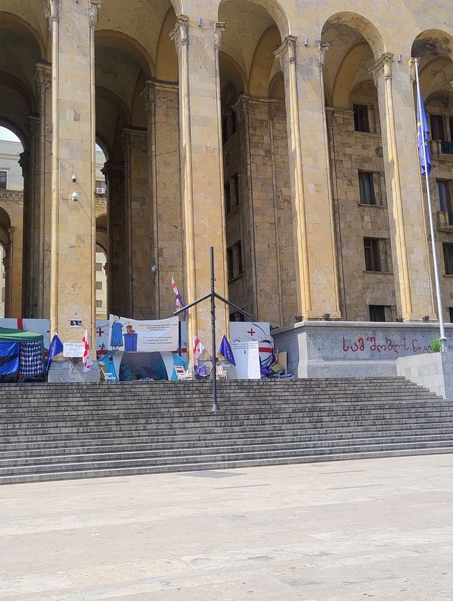 Tents in front of the Georgian Parliament 