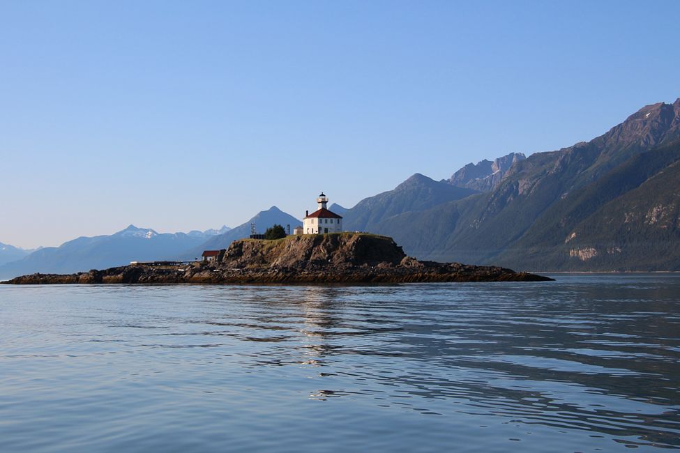 Eldred Rock Lighthouse am Abend