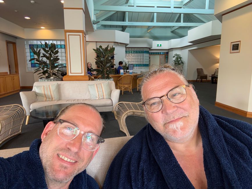 Smell of sulfur, hot springs, and water from above...