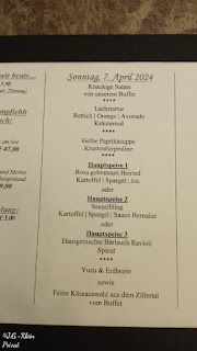 Speisekarte 1. Abend