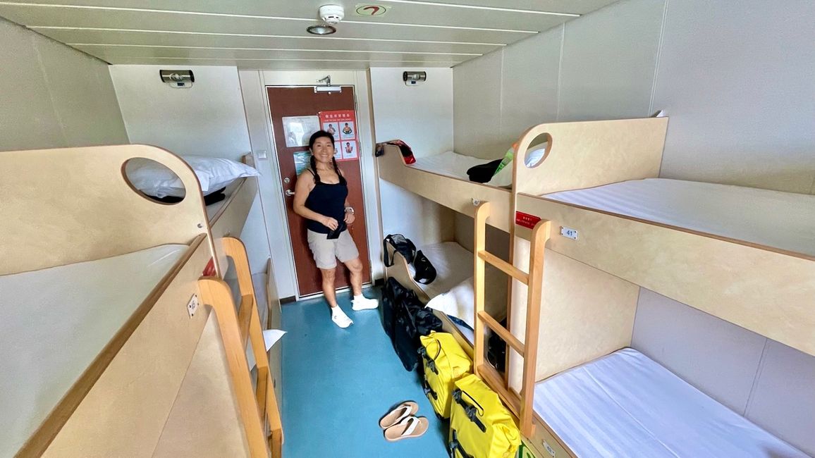 The 8-bed cabin on the ferry is still empty...