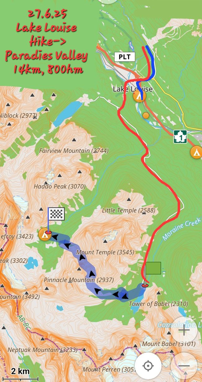 27.6.25 Lake Moraine-> Paradies Valley