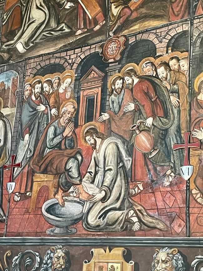Ein Bild, das Jesus bei der Fußwaschung zeigt.