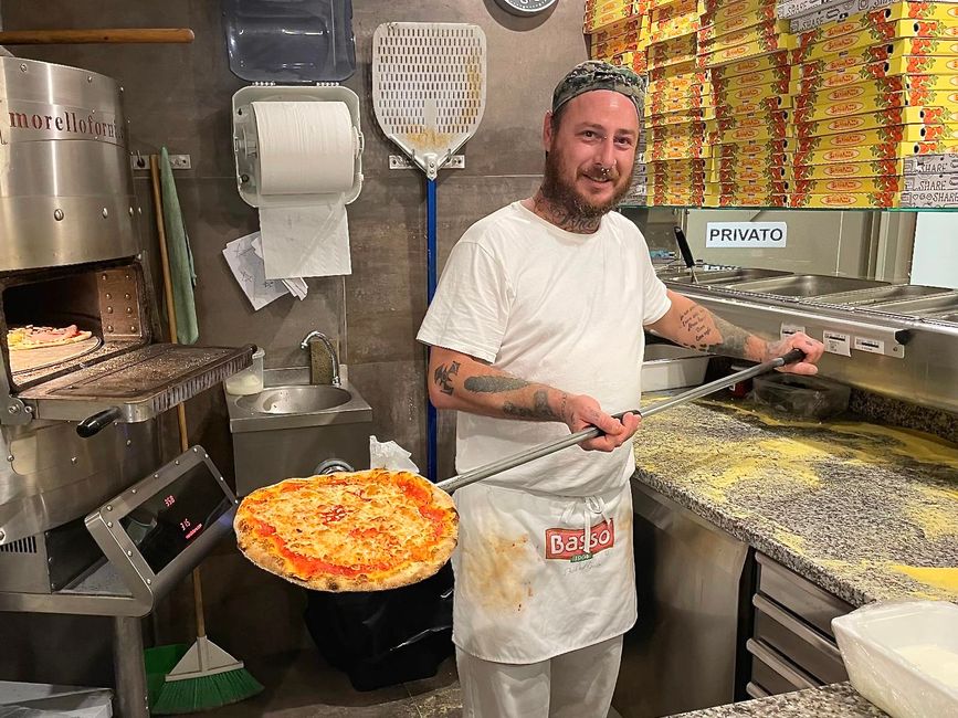 Die Pizzas auf dem Campingplatz Tripesce waren einsame Spitze. 