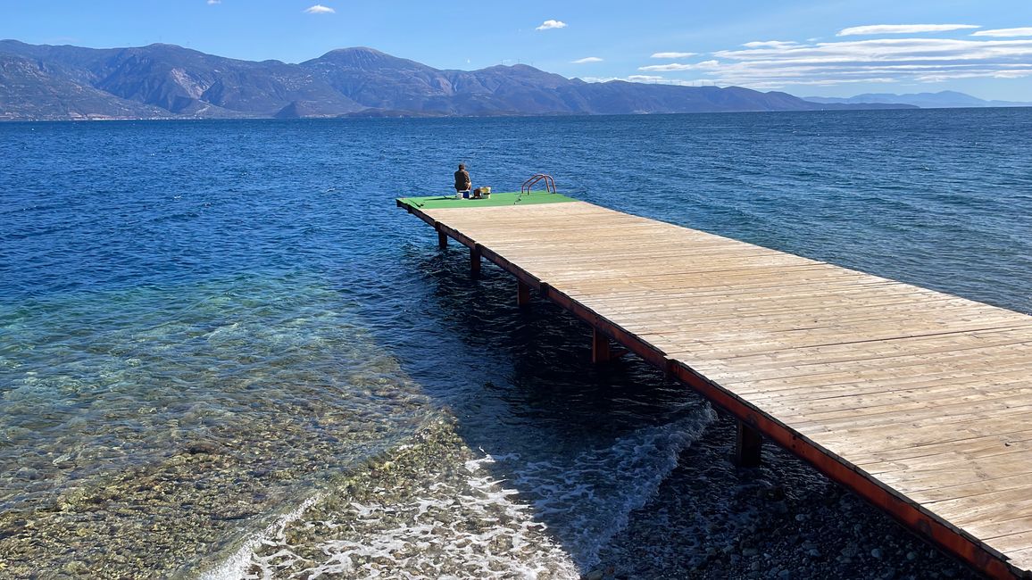 There is always someone fishing at the pier. The area is known for its abundance of fish.