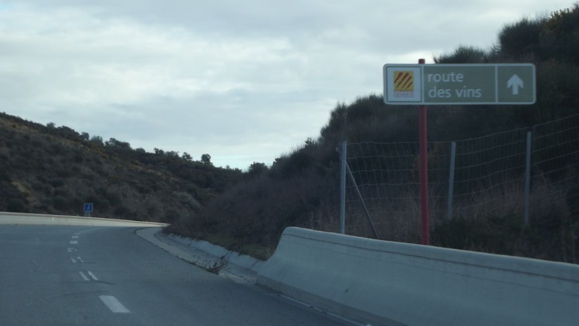 Route von La Jonquera (Spanien) nach Perpignan (Frankreich) (März 2019)