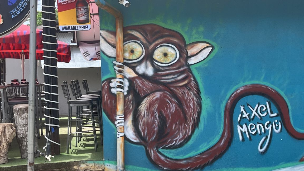 Koboldmaki auf einem Haus in Panglao