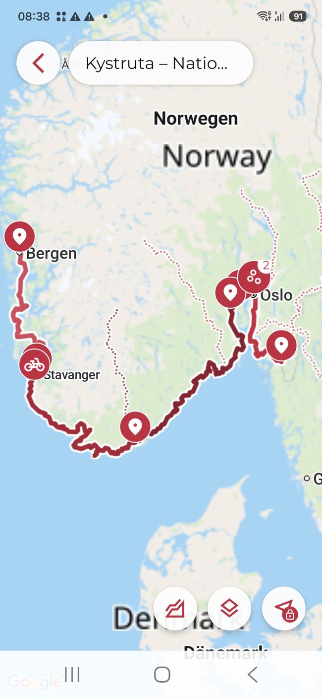 Die Küstenroute Radweg Nr.1 in Norwegen