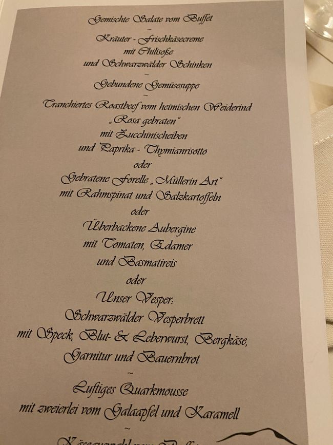 Unsere Speisekarte; und sehr lecker!!!
