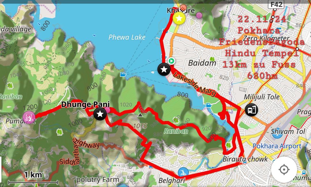 22.11.24 Wanderung zur Friedens Pagode und zum Hindu Tempel 