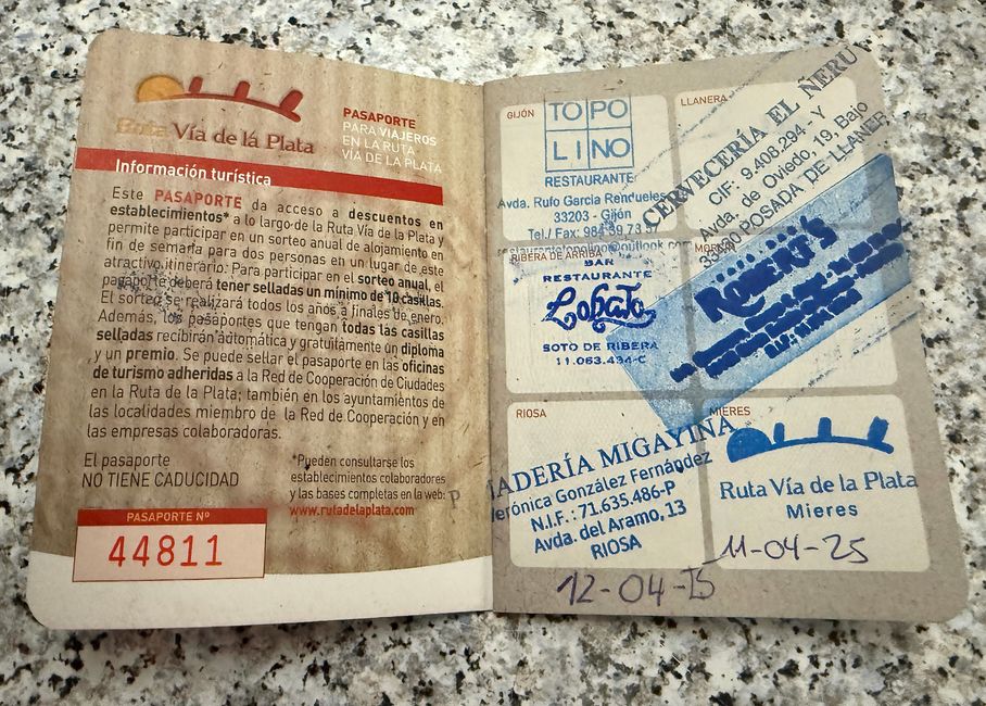 Links oben unser letzter Stempel: Gijon.
