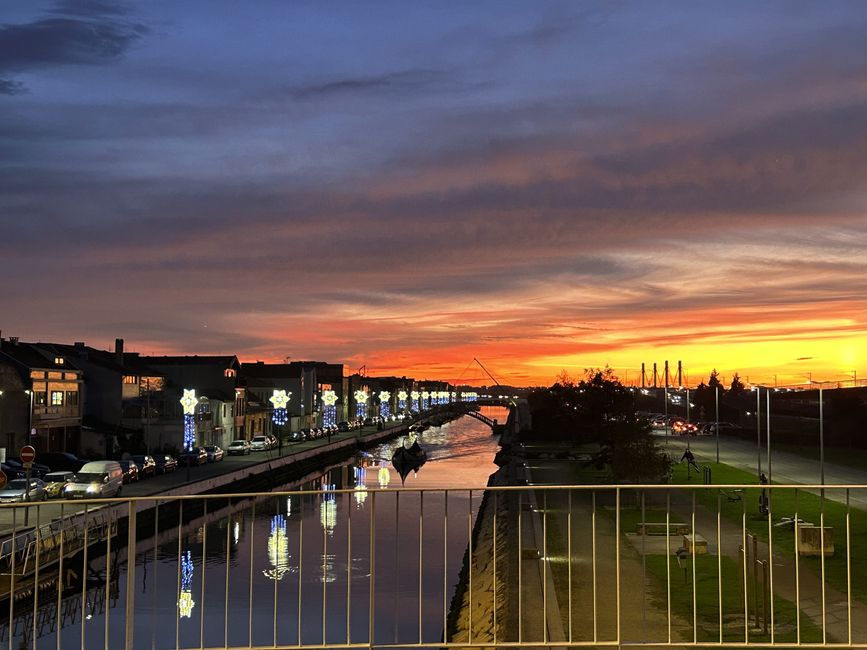 Rückfahrt beim Sonnenuntergang
