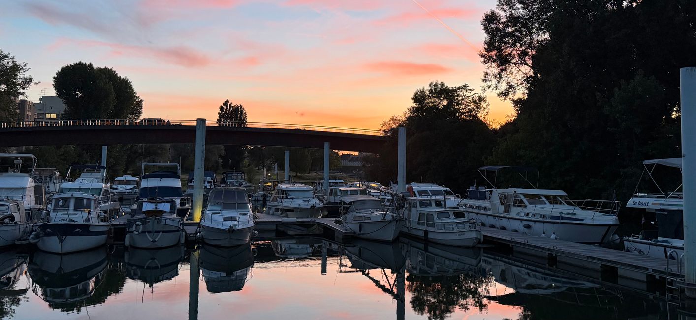 Sonnenuntergang im Port de Plaisance de Chalon sur Saône