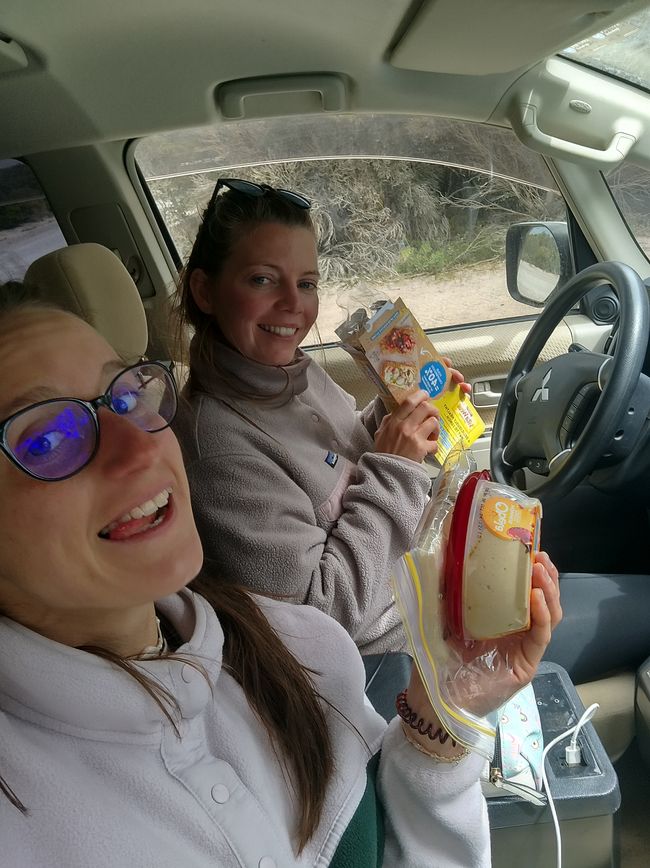 Lunch in the car due to bad weather