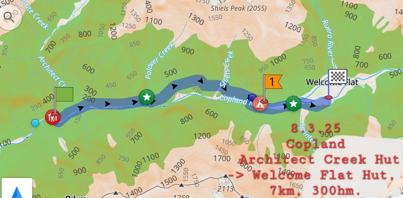 8.3.25 Copland 2ème jour : Hut Architect -> Hut Welcome Flat