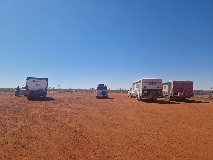 Our van among slightly larger campers at a roadhouse