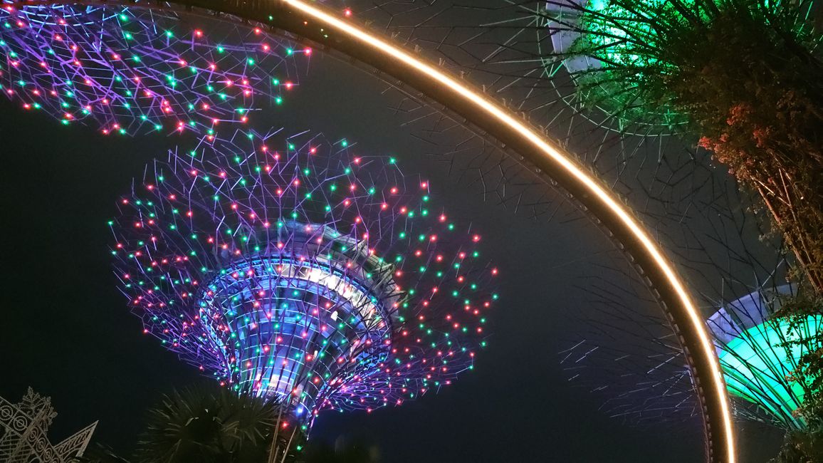 Rhapsody Show at Gardens by the Bay with the illuminated Supertrees