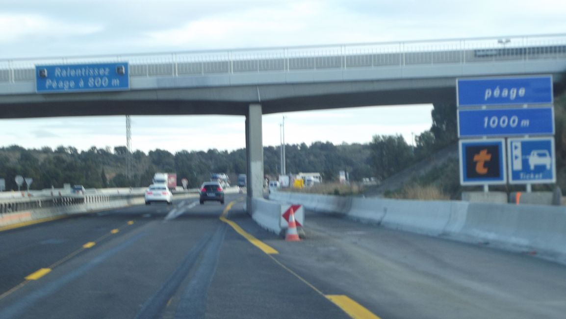 Route von La Jonquera (Spanien) nach Perpignan (Frankreich) (März 2019)