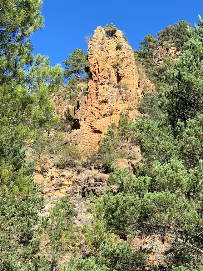 Et encore et encore, des falaises de calcaire émergent à travers la forêt de pins.