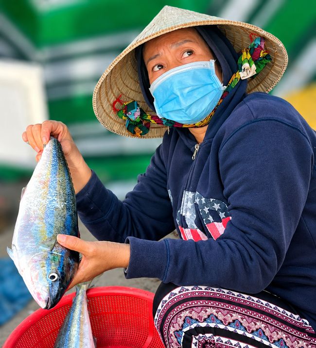 Frischer Fisch am Strand von Mui Ne