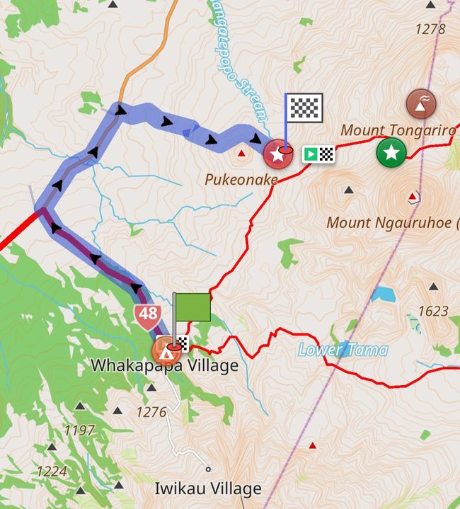 Hiking back to Tongariro via the same route