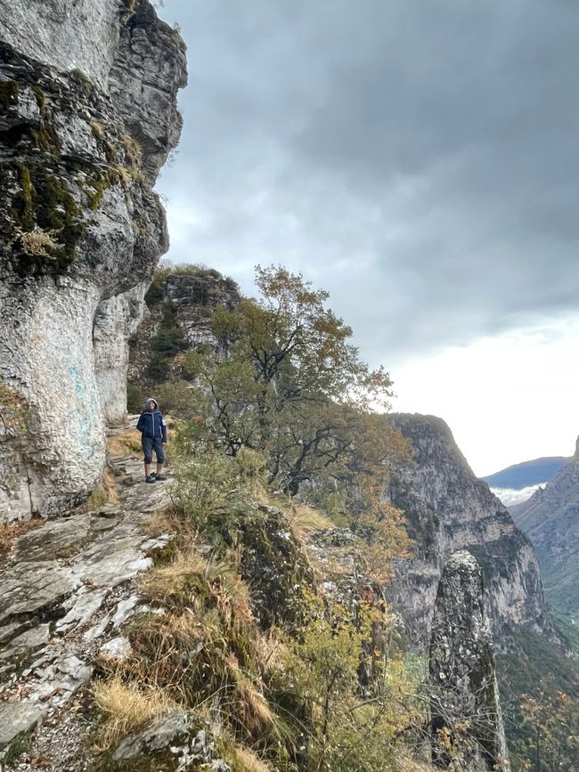 A lo largo de las paredes de la garganta