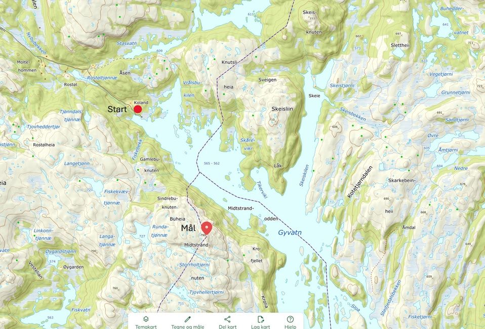 Evje og Hornes- Midtstrandnuten 790 moh