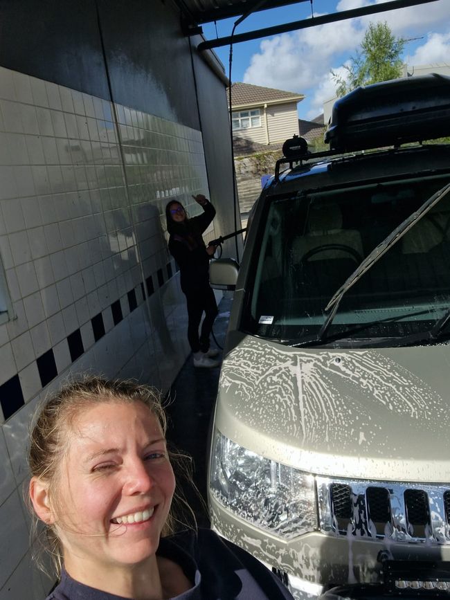 Washing the car