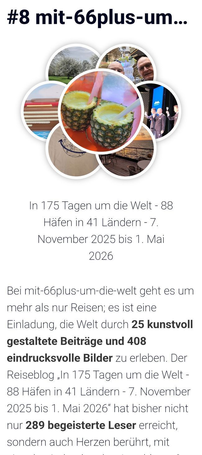 Tag 30: Heute morgen zum ersten Mal im Ranking auf Platz 10, jetzt auf Platz 8 der besten Reiseblogs auf vakantio.de.