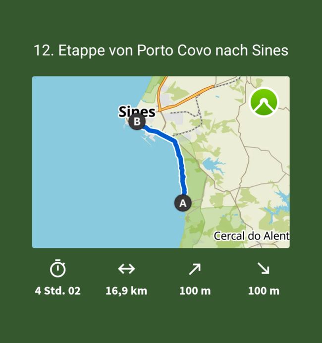 12. und letzte Etappe von Porto Covo nach Sines