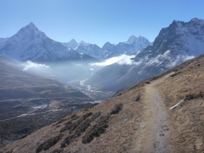 Alle 10min kommt ein Helikopter mit Leuten,  die den Everest auf einfachen Weg sehen wollen 