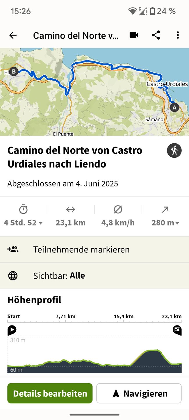 3. Etappe Camino del Norte von Castro Urdiales nach Liendo