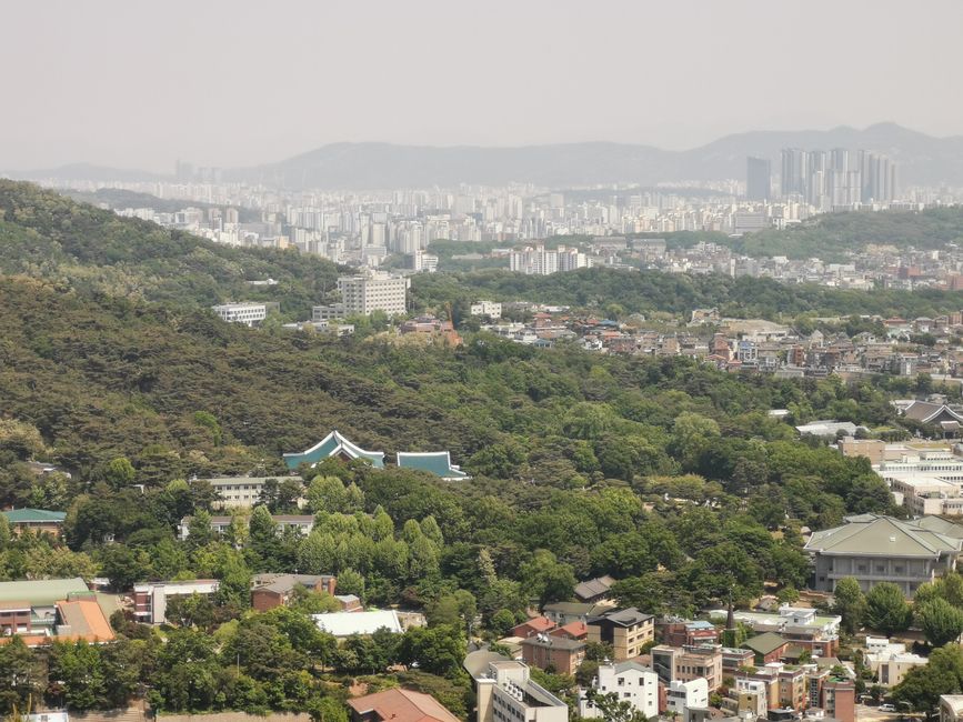 Here you can see the Gyeongbokgung Palace from above. 