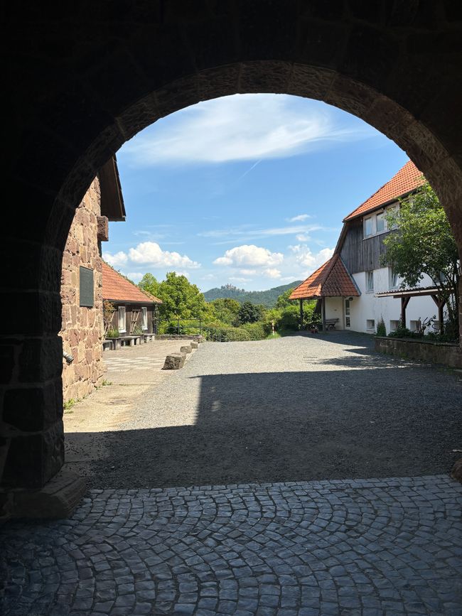 View of the castle with swimming pool