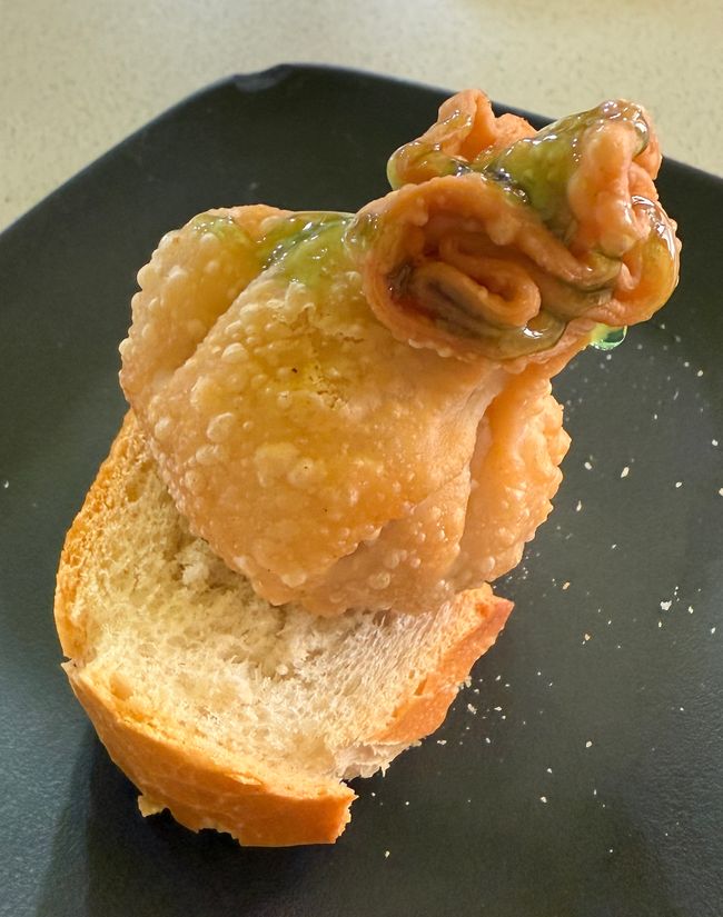 I had chosen a fried pastry filled with tuna. Delicious!