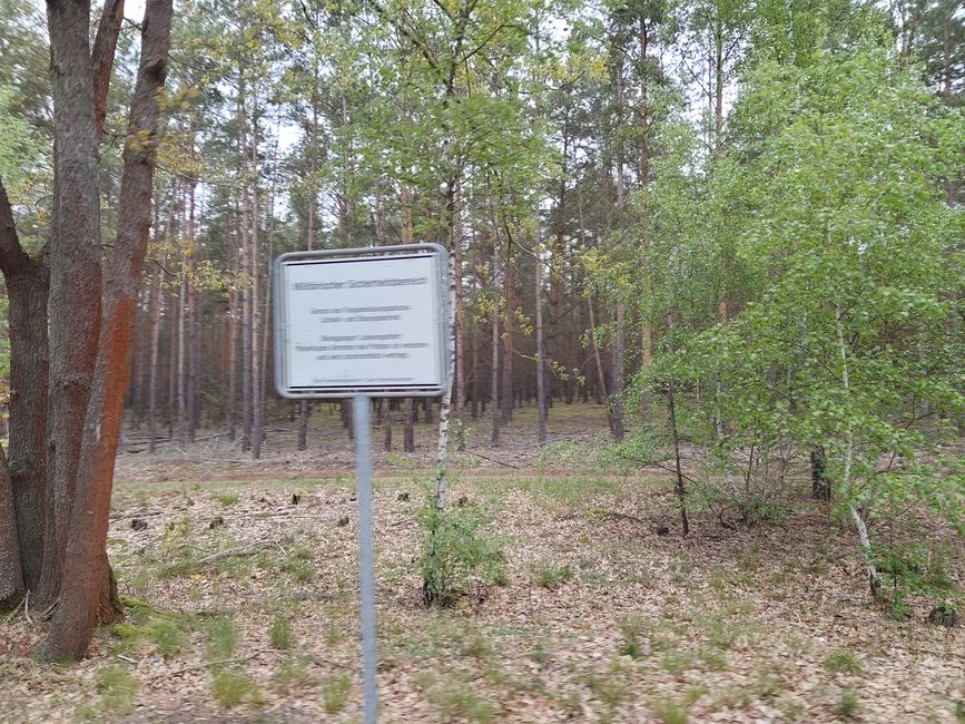 Da steht was von Militärgelände, Blindgängern und Lebensgefahr. Schnell weg hier!